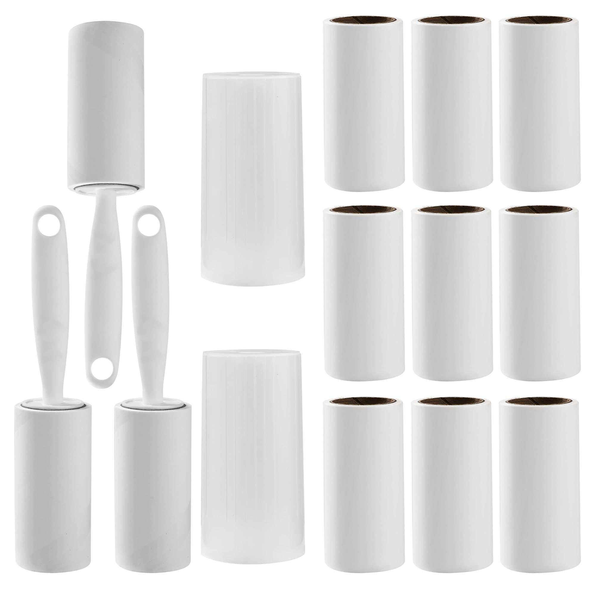 17-Teiliges Fusselrolle-Set, Superstarker Fusselrolle Kleidung (12 Rollen, 720 Blatt), 3 Spender, 2 Schutzhüllen, Fusselrolle Tierhaare, Fusselbürste, Fusselroller, Wiederverwendbare Lint Roller