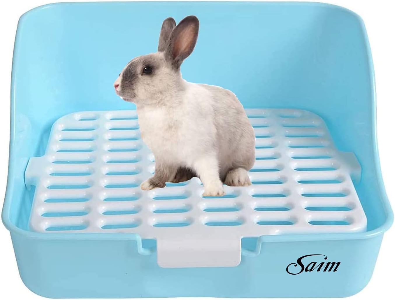 Pet Rabbit Toilet Litter Tray, Saim Plastic Rectangle Mesh Design Pet