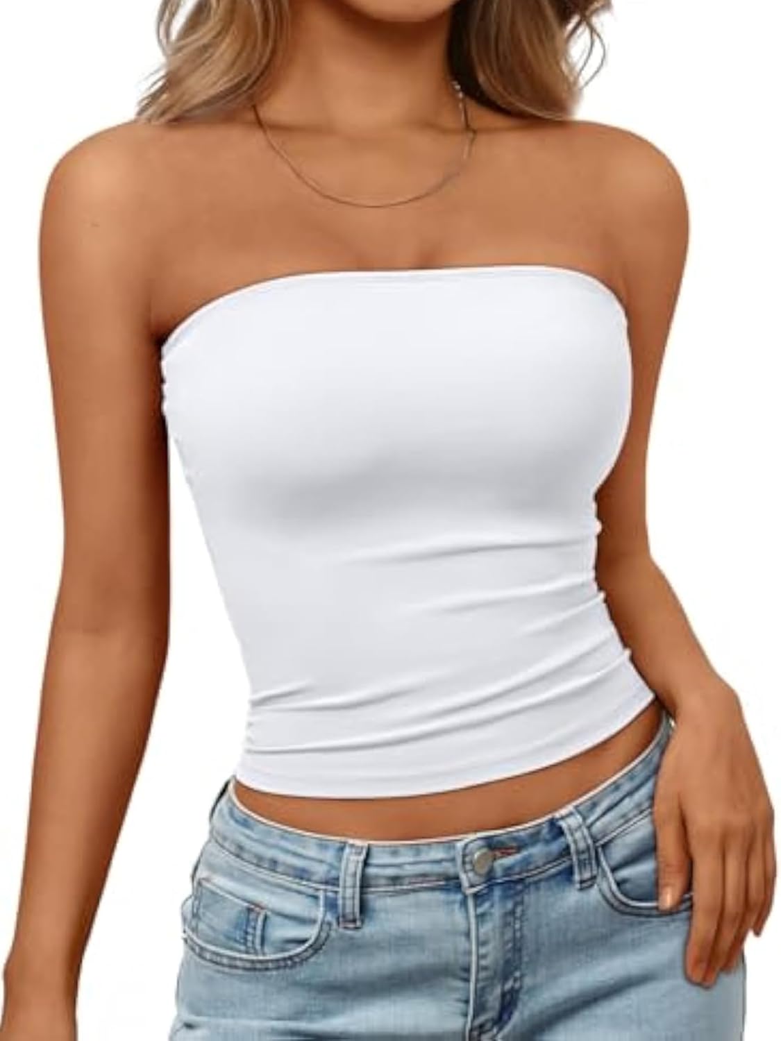 Women's Strapless Tube Tops Backless Sleeveless Bandeau - Summer 2025 Casual Going Out Y2K Basic Tops