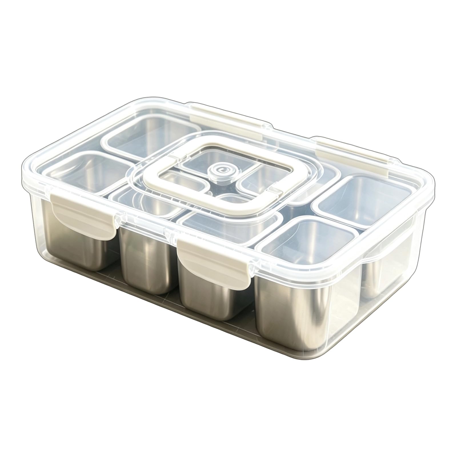 Générique Plateau à collation réutilisable en Acier Inoxydable 304 avec 8 Sections, récipient divisé allant Lave-Vaisselle pour Fruits et légumes, récipient à collation hermétique