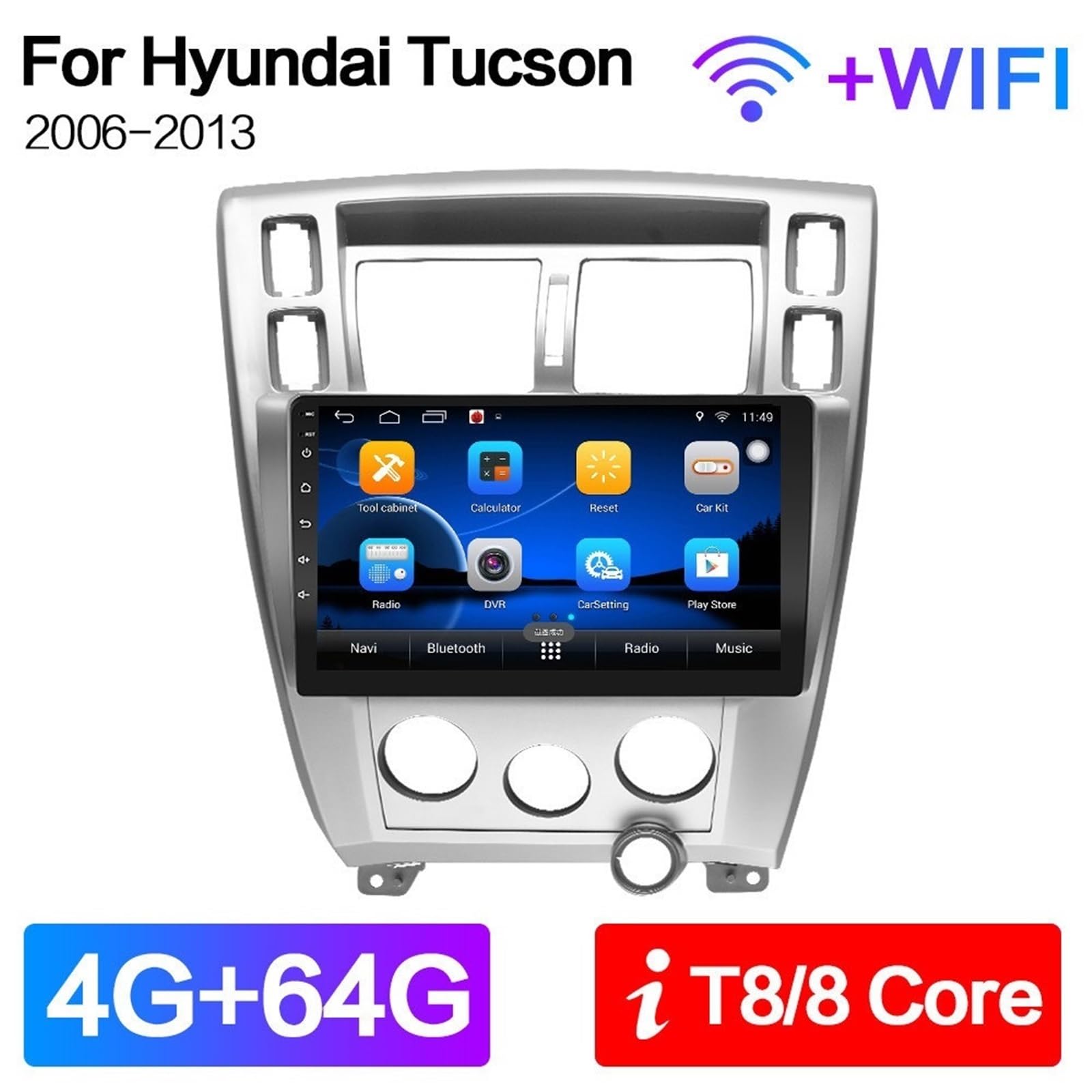 Radio samochodowe, dla Hyundai, Tucson 1 2004 2005 2006 2007