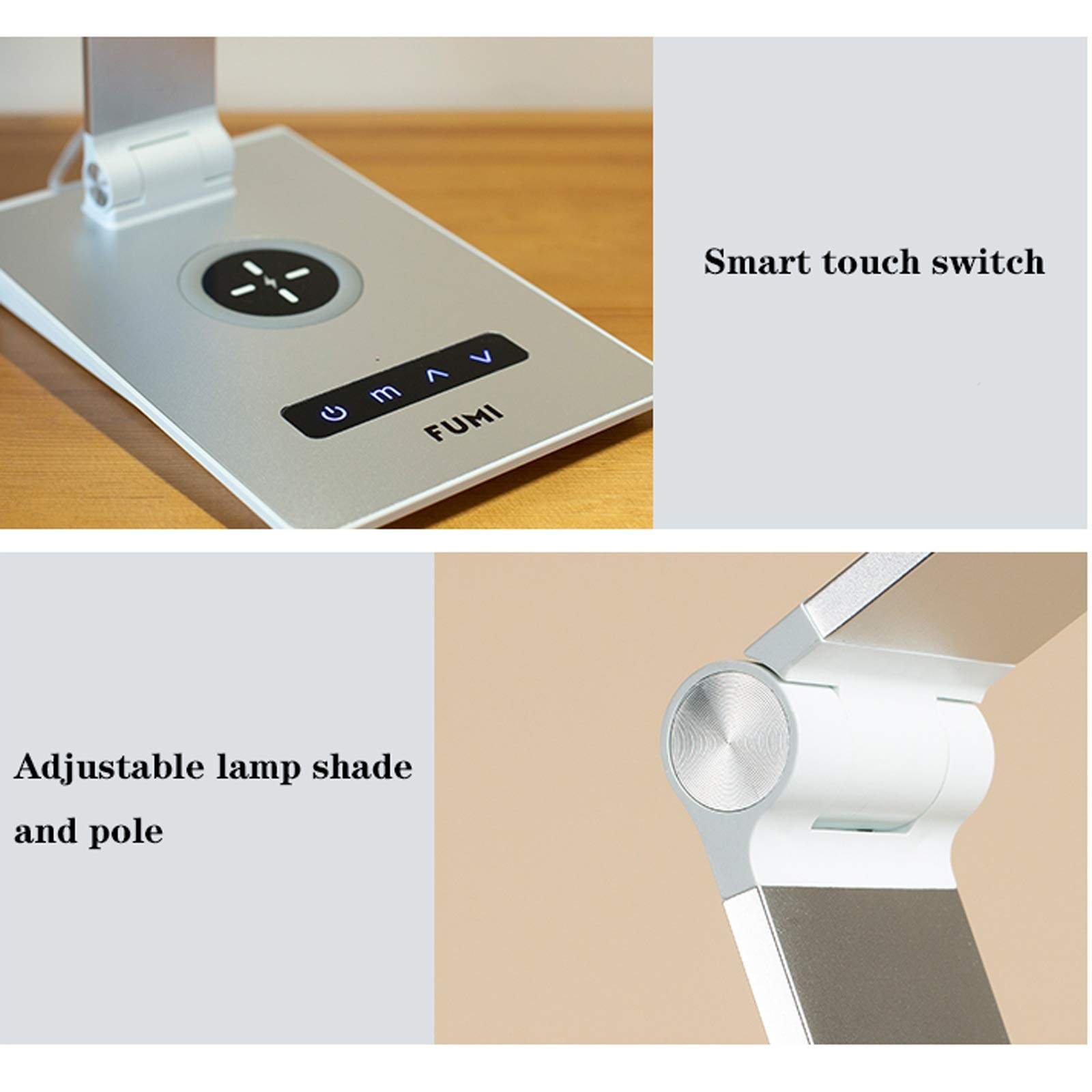 Lampada da Scrivania Lampada da tavolo pieghevole LED lampada da tavolo con 5 luminosità Dimmer e 3 modalità colore Toccare la luce di lettura del controllo touch con telefono cellulare wireless / cab