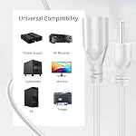 TNP Universal Power Extension Cord Cable Strip (3 FT) - 3 Prong Extension Cord for Outdoor & Indoor - Three Prong AC Power Extender Cable Wire Connector NEMA 5-15R to NEMA 5-15P, White