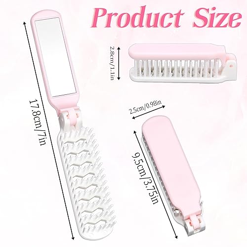 Miniatura 4 de Cepillo de pelo de viaje con espejo, mini cepillo plegable, cepillo de tamaño de bolsillo plegable, peine de masaje, cepillo de ventilación