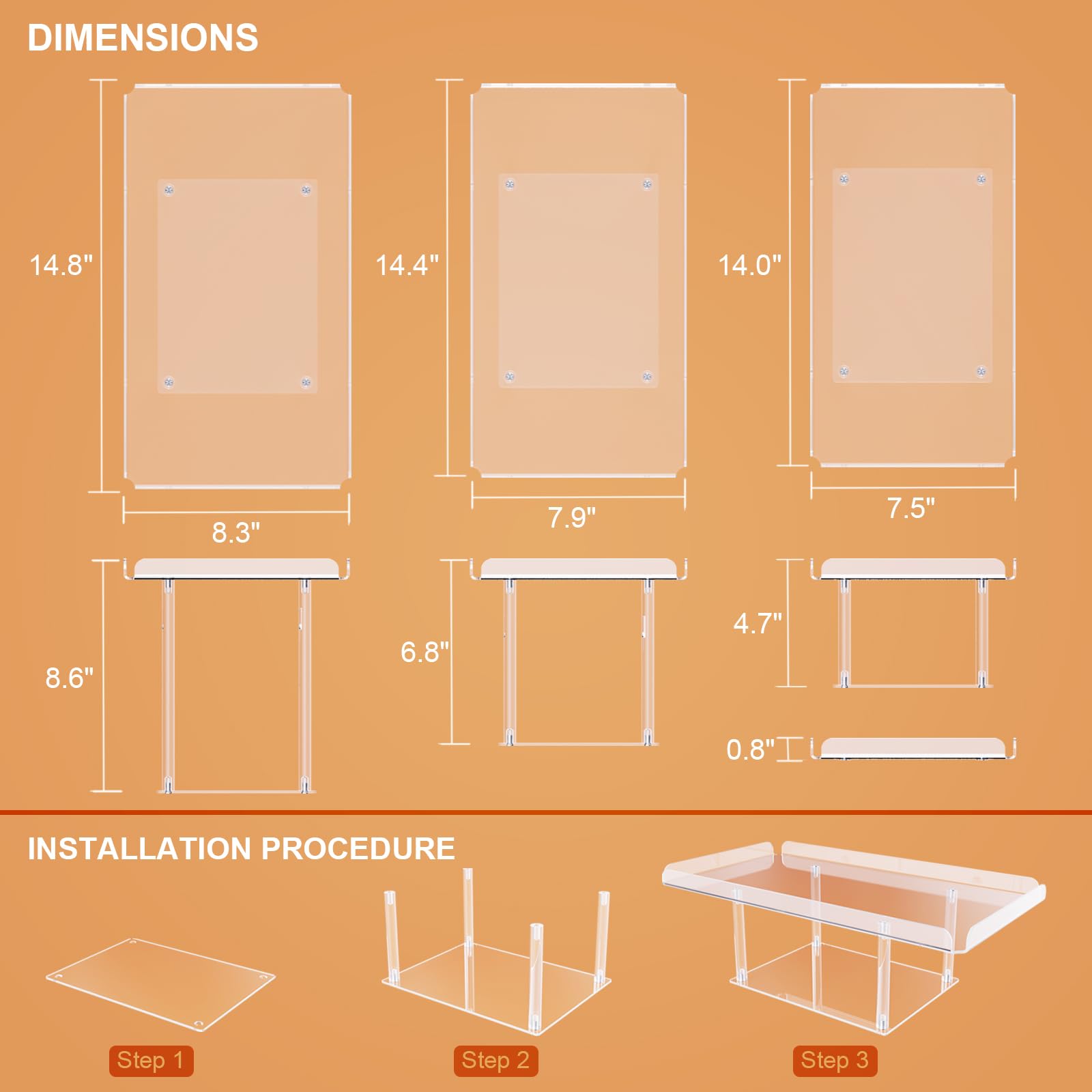 Bakzon 3 Pack Dessert Table Display Set, Acrylic Cupcake Buffet Dessert Risers Stands, Tier Serving Trays Holder for Weddings Baby Shower Tea Party