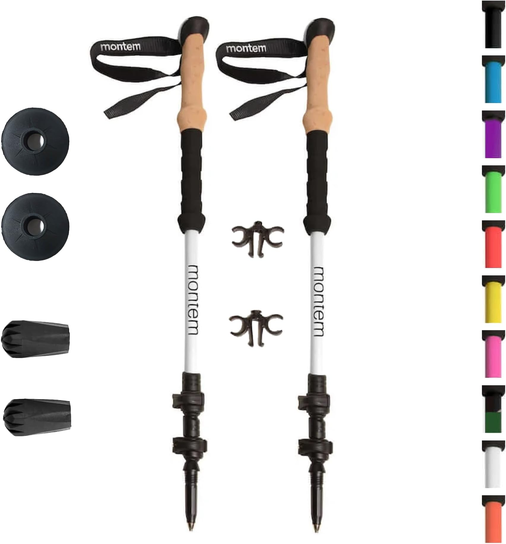 Montem Ultra Strong Trekking, Walking, and Hiking Poles - One Pair (2 Poles) - Collapsible, Lightweight, Quick Locking, and Ultra Durable