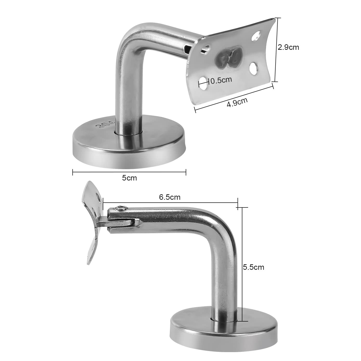 Soporte Para Pasamanos De Acero Inoxidable 304 | 50 Unidades | Base 50 Mm | Fijación Mural Ajustable