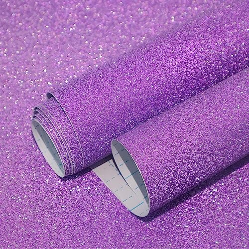 CiCiwind Peel and Stick Wallpaper 44×300cm Purple Glitter Contact Paper Self Adhesive Vinyl Wrap Removable Sticky Back Plastic for Wall Cabinet DIY Gift Christmas Decoration