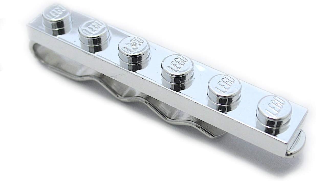 Chrome Silver Colour Tie Clip made with Building Bricks