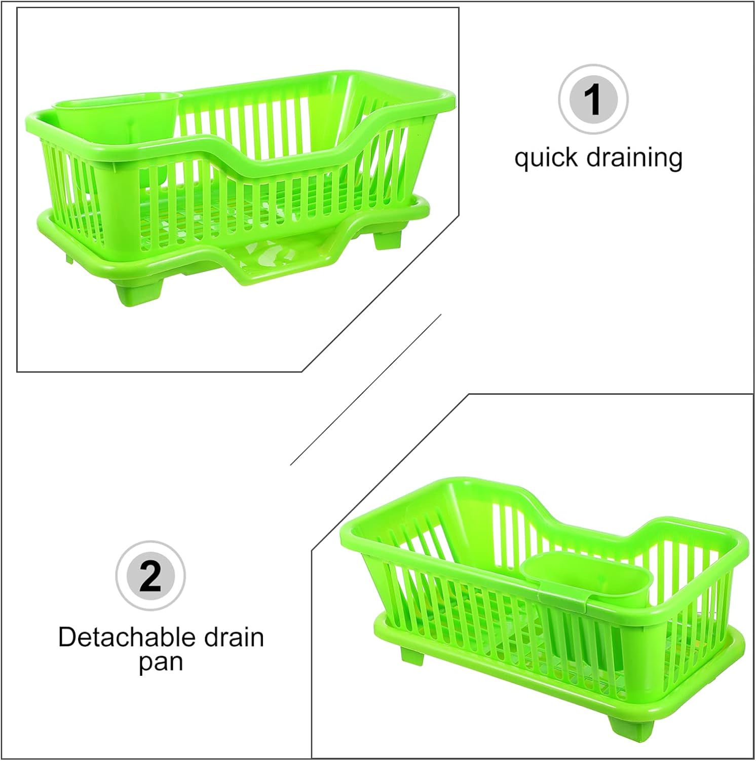 Hemoton Multifunctional Tableware Rack Plastic Kitchen Storage Organizer Drain Rack Utensil Holder for Efficient Drying and Easy Organization Sink Area