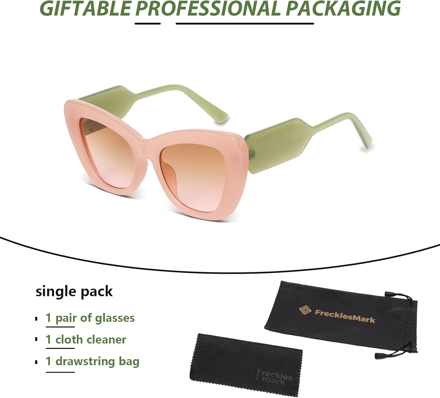 Freckles Mark Trendy Designer Sunglasses Womens Cute Fashion Square Cat Eye Sun Glasses - Image 5