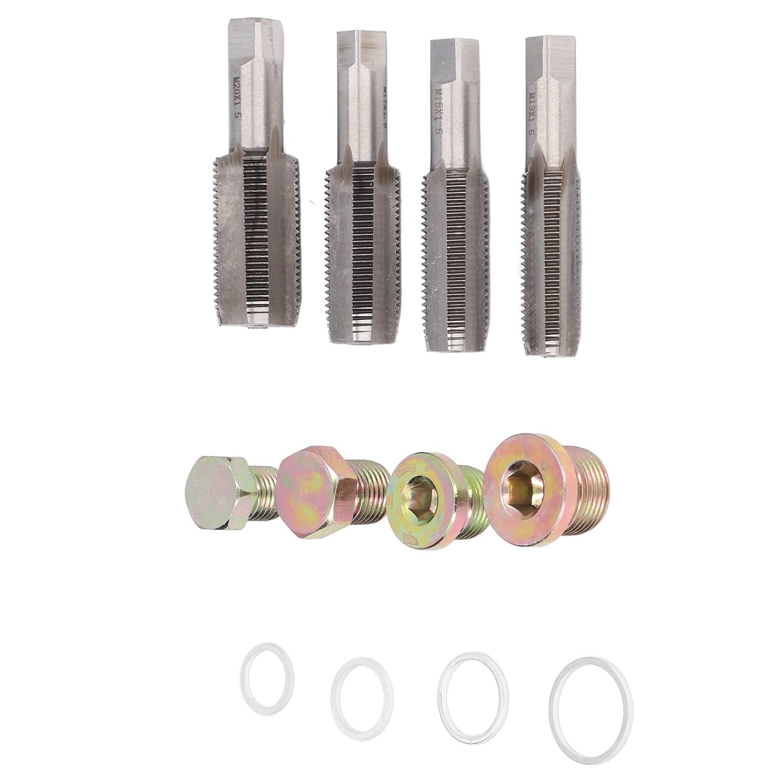 64 Pz/Set Kit di riparazione a filettatura a coppa 'olio Strumento di rilettura del tappo di scarico del cambio M13 M15 M17 M20 con scatola di stoccaggio