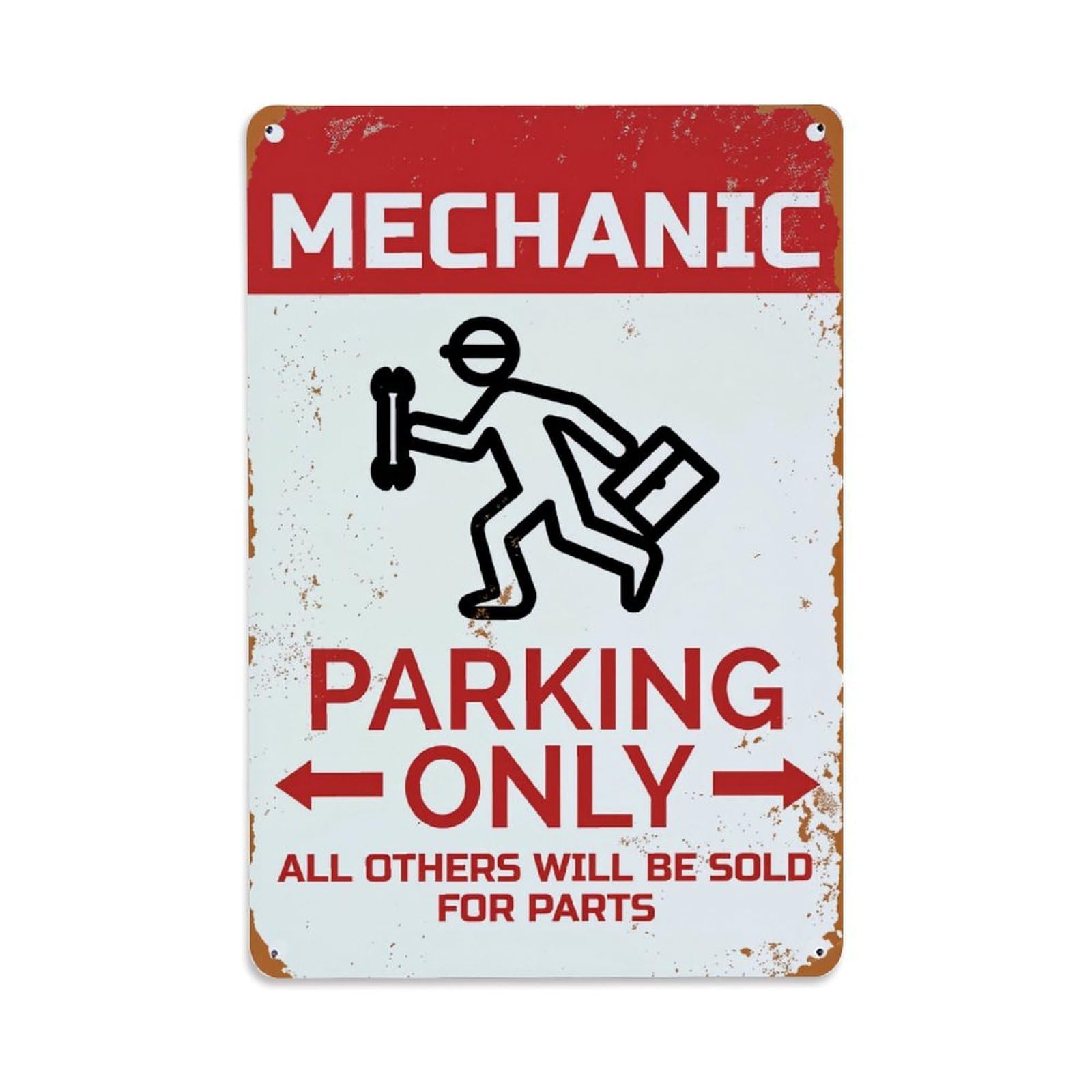 Enderetf Vintage Mechanic Parking Only Sign With Humor Tin Sign Metal Poster, Home Bar Garage Man Cave Cafe Indoor & Outdoor Wall Decoration 8X12inches
