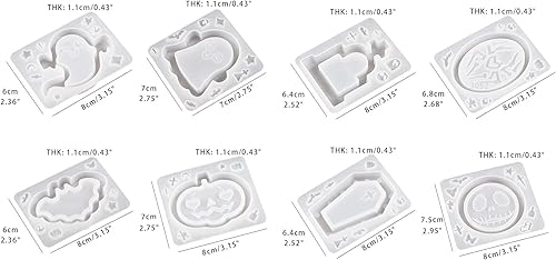 Miniatura 6 de 8 moldes de resina para Halloween, diseño de calabaza, murciélago, lápida, arena movediza, moldes de resina epoxi, molde de silicona para joyería