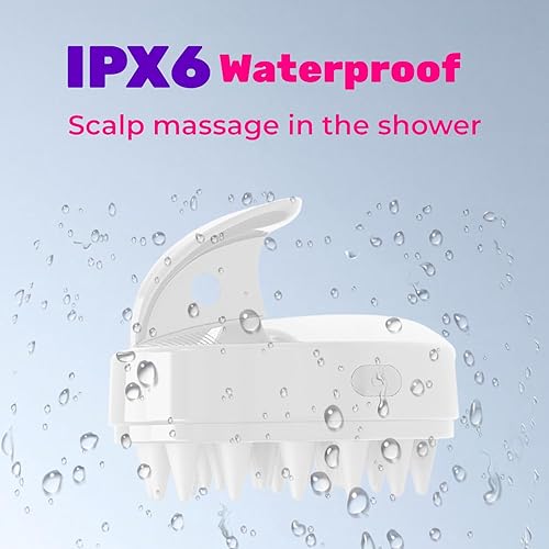 Miniatura 2 de Masajeador recargable del cuero cabelludo, cepillo de masaje de cabeza vibratoria (blanco)