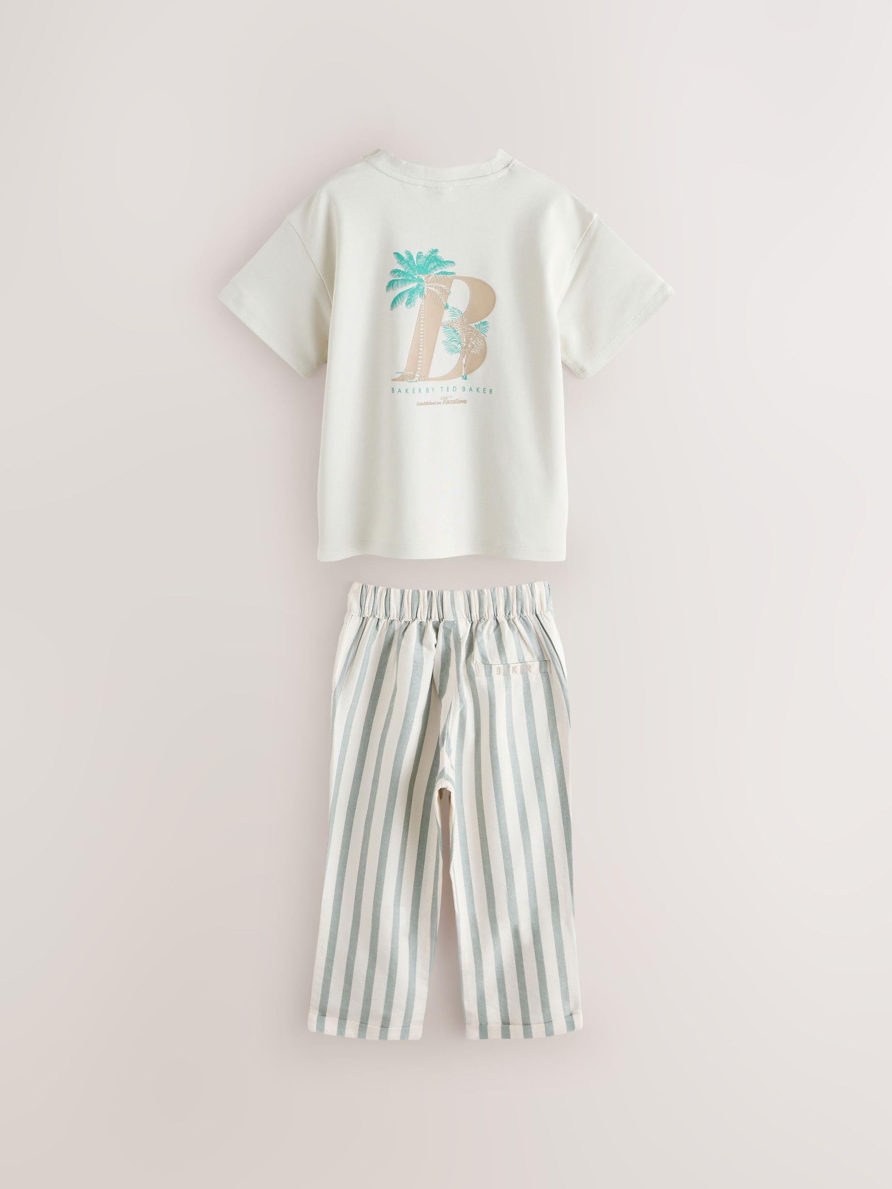 Baby Jungen Grafik-T-Shirt und gestreifte Hose im Set
