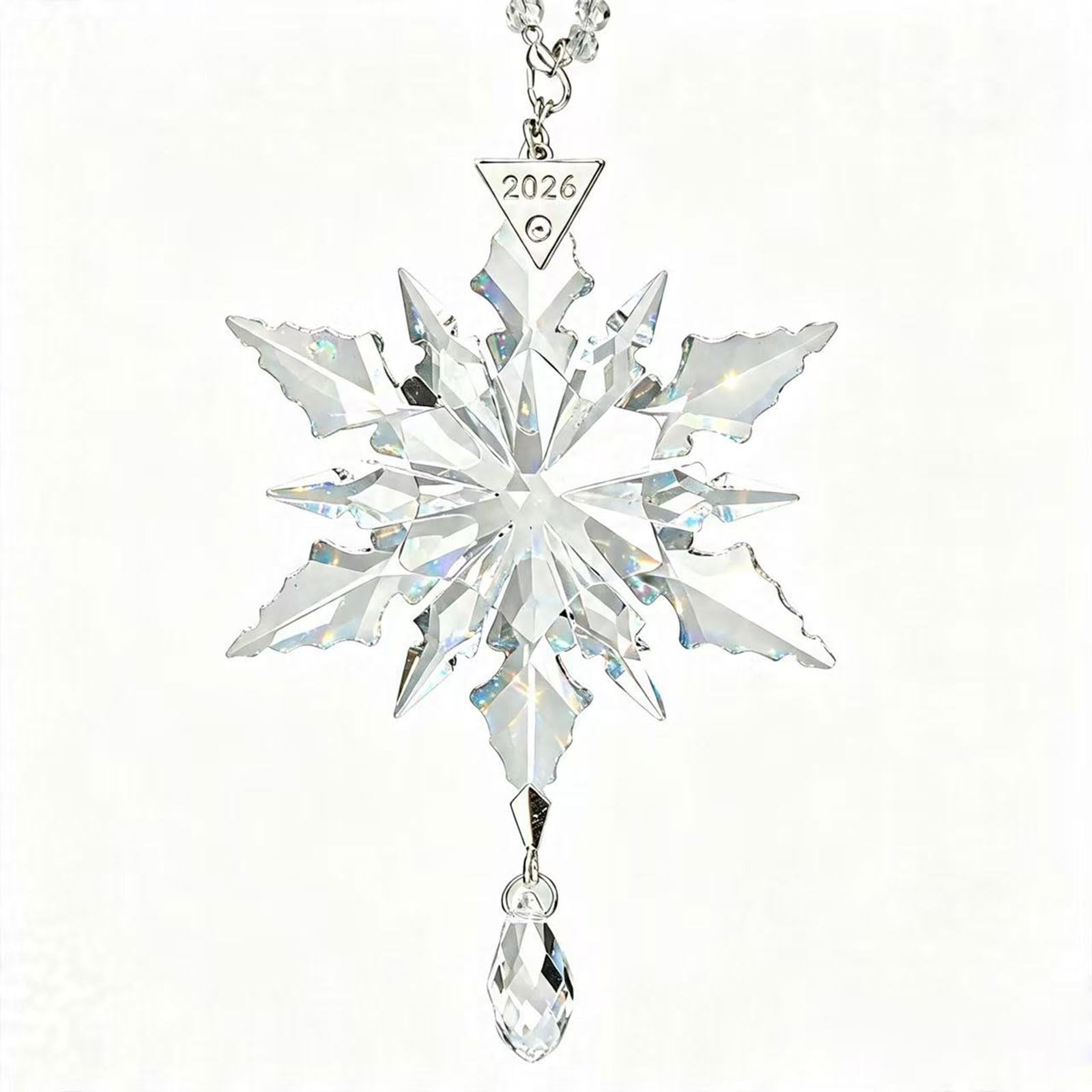 2025 jährliche Weihnachtsschmuck Kristall Schneeflocke Stern – Weihnachtsbaumschmuck Anhänger Sonnenfänger Home Hanging Decor (2025 weißer Kristall, 3 Ebenen)