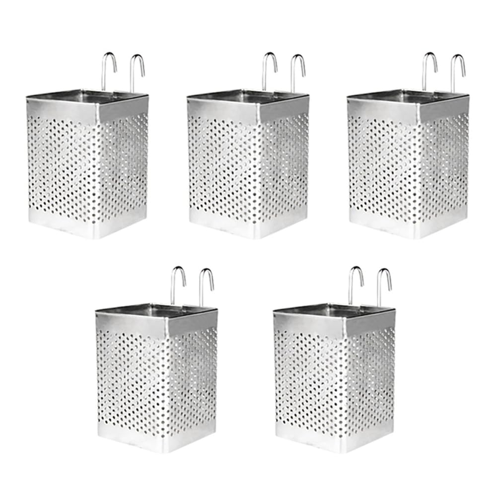 Vjsujehgy 5X Stainless Steel Chopsticks Holder Hanging Cutlery Drying Basket Tableware Drainer with Hooks Kitchen Utensil(B)