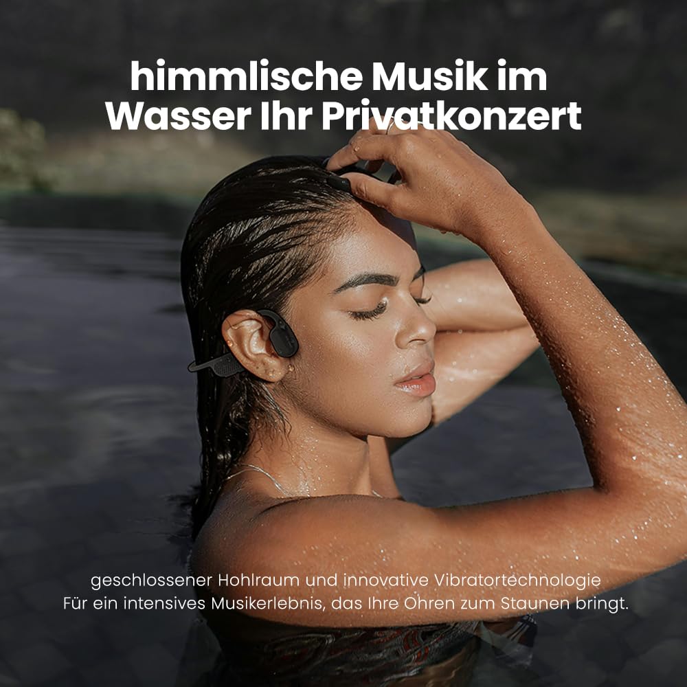 Open-Ear Knochenleitungs-Kopfhörer, IP68 wasserdicht für Schwimmen & Sport