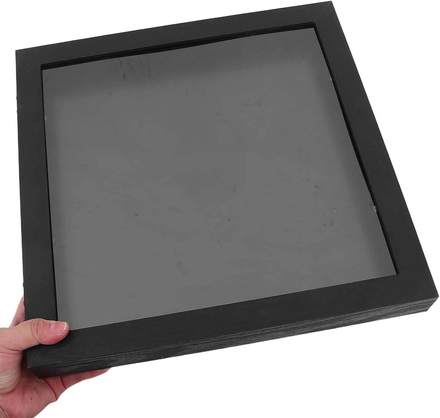 Sports Jersey Display Shadow Box Frame 13 by 13 Inches Black Wood with UV Protection for Football Baseball Basketball Shirt Collecting and Wall Mounting