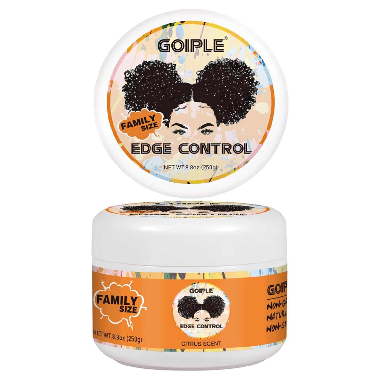 Edge Control Cire Pour Femmes Noires Tenue Forte, Non Grasse, Gel Plus Lisse, Cheveux Afro Pour Cheveux Noirs, Brillance, Gel Cheveux Afro Pour Femmes Cire Cheveux Afro (Parfum Agrumes)