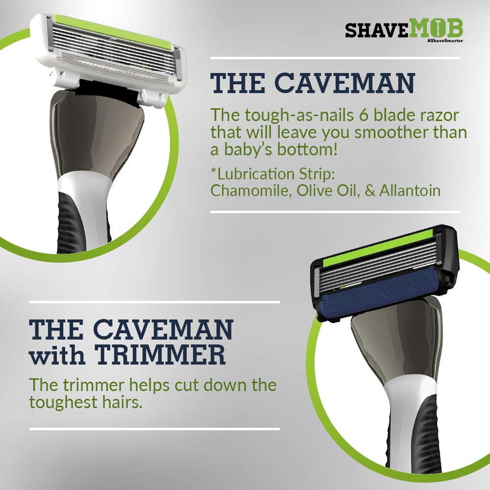Shave Mob: The Average Joe Maquinilla de afeitar para hombre Mango antideslizante Cuchillas de corte de precisión Resistente a obstrucciones Tira de lubricación: manzanilla, aceite de