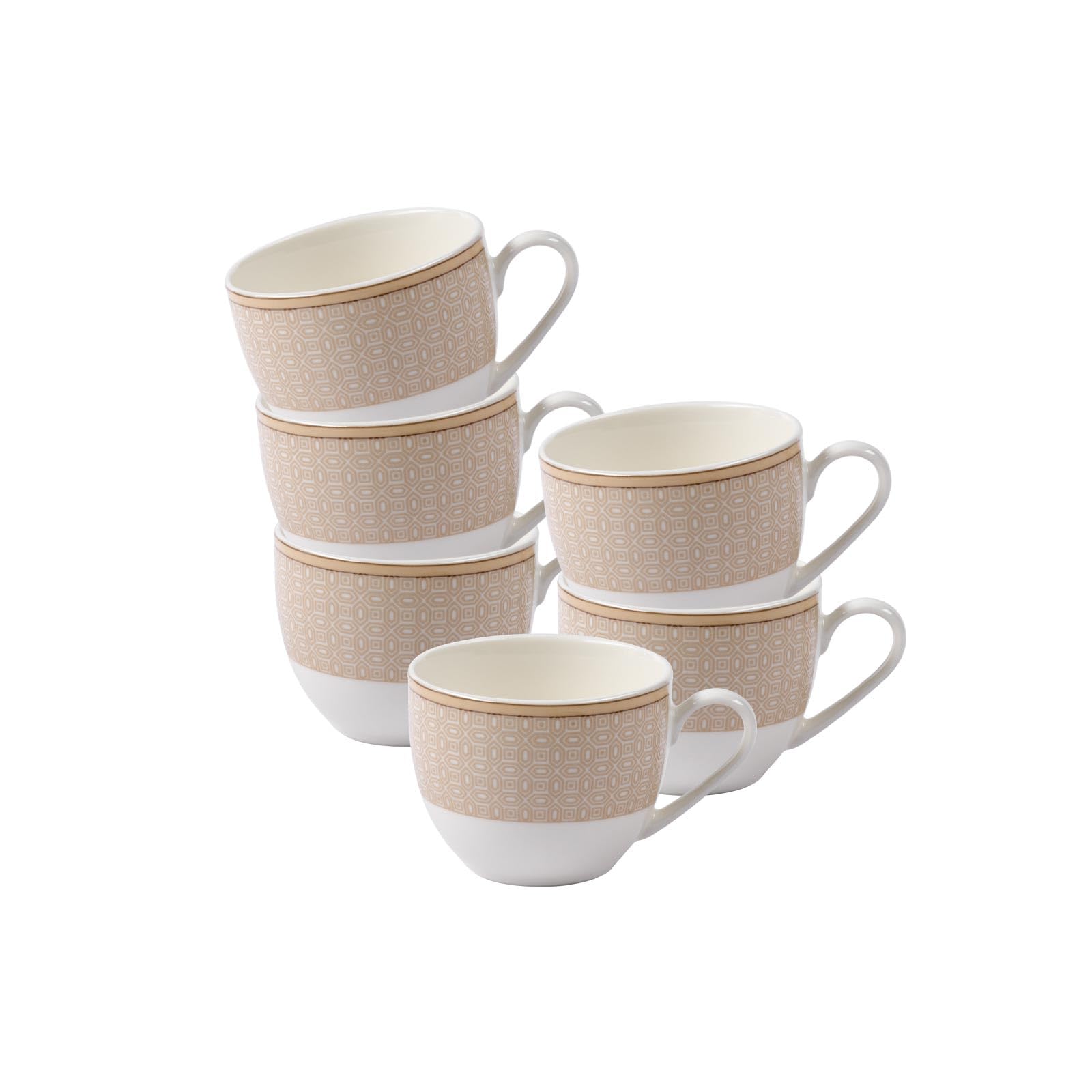 Ritzenhoff & Breker Geo Espressotasse 90 ml 6er Set | Edles Porzellan-Geschirr mit geometrischem Relief-Dessin in zarten Pudertönen | Elegantes Design, zeitgemäß & stilvoll