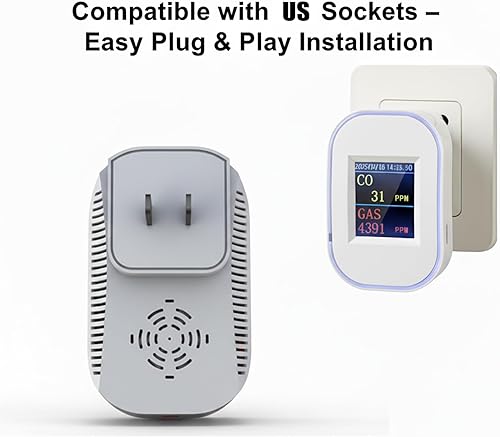 Miniatura 2 de Detector inteligente de gas y monóxido de carbono Wi-Fi, notificaciones push en tiempo real a través de la aplicación TUYA, enchufe, con pantalla e
