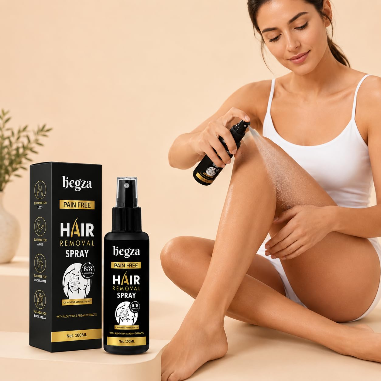 Hair Remover Spray for Women & Men | Easy Body Hair Removal Care | Aloe Vera & Argan Extracts | 100ml-image-43