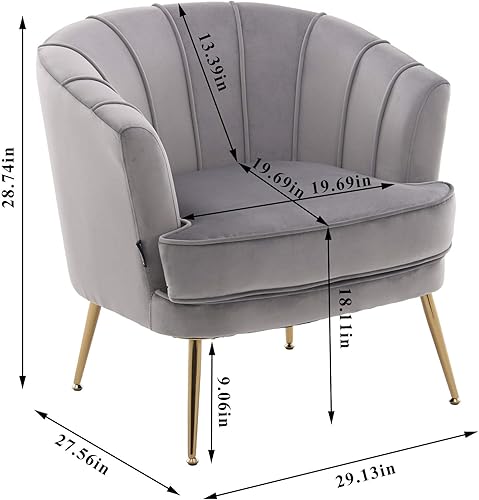 Miniatura 58 de Artechworks Silla moderna de terciopelo con patas doradas para sala de estar, dormitorio, oficina en casa, silla de club con respaldo copetudo,