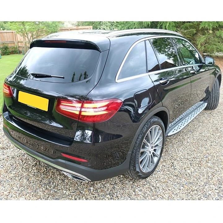 Marchepieds latéraux en plastique ABS + aluminium avec finition aluminium brossé - Noir de Modifycar pour Mercedes GLC SUV + Coupé (X253/C253) - 2015-2022