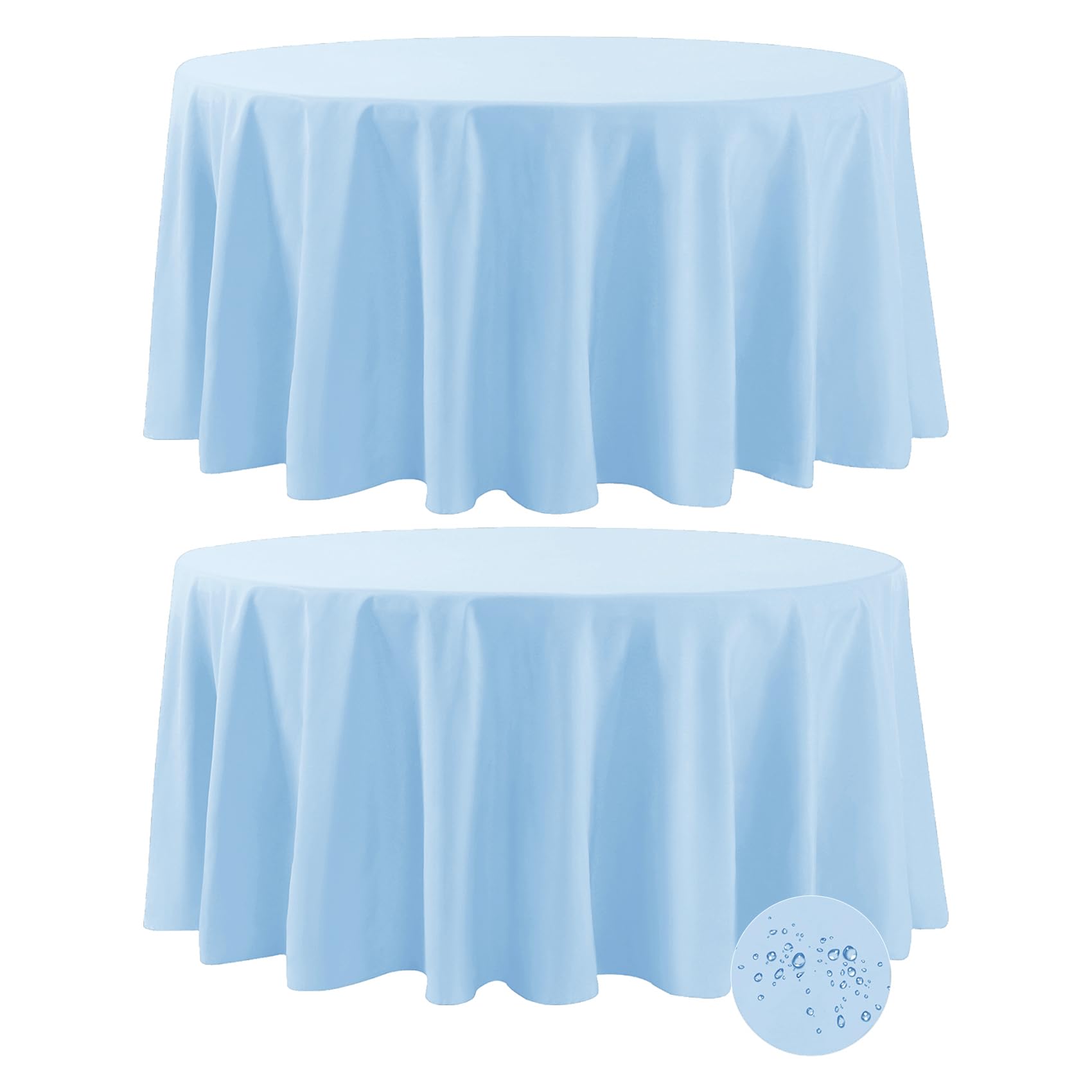 Fokitut 2 Pack Waterproof Round Tablecloth, 120 Inch, Stain Resistant and Wrinkle Polyester Table Cloth, Fabric Table Cover for Kitchen Dining,