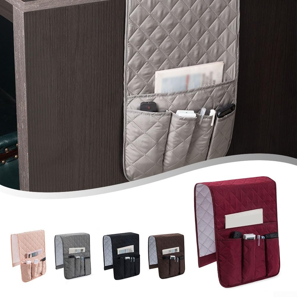 Borsa portaoggetti per comodino, aria condizionata, con tasca portaoggetti per telecomando, divano, poltrona, divano, organizer per camera da letto, soggiorno (bordeaux)