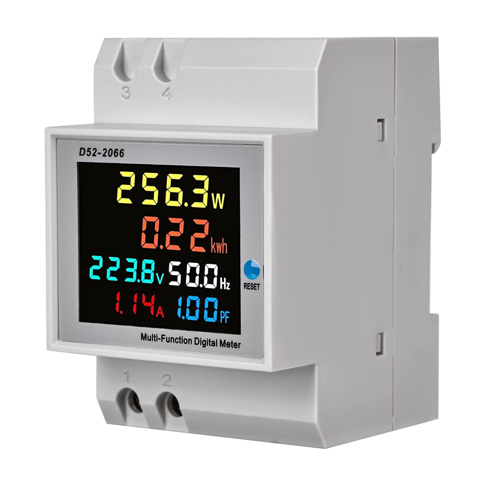 Contador Eléctrico Contador de Corriente: Multifuncional Contador Eléctrico 6 en 1 Ac40-300v 100a Ca, Contador Kwh, Amperímetro Voltímetro Din, Tipo Cerrado CT Contador de Corriente
