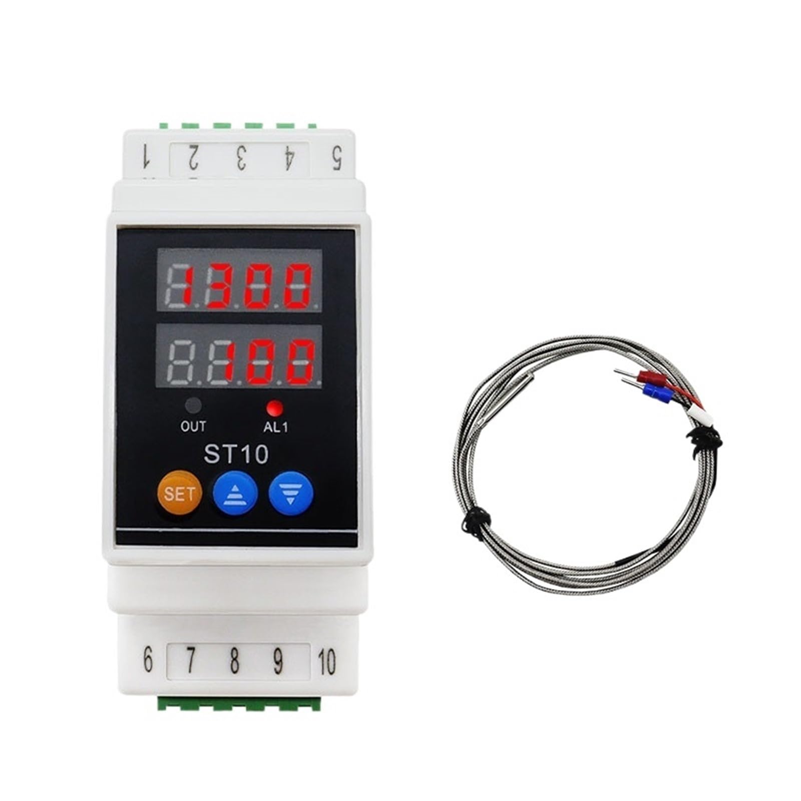 Termómetro digital ajustable con carril DIN LED, control de temperatura PID digital, salida de alarma, termopar