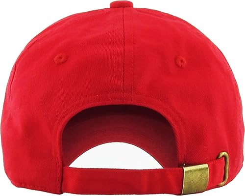 Miniatura 116 de KBETHOS® Gorra de béisbol de algodón ajustable de algodón con corona baja clásica Pigmento rojo teñido