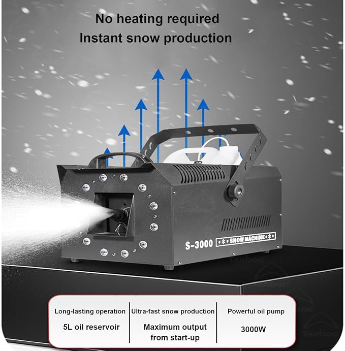 Máquina de nieve profesional con 12 luces LED y control remoto miniatura 5