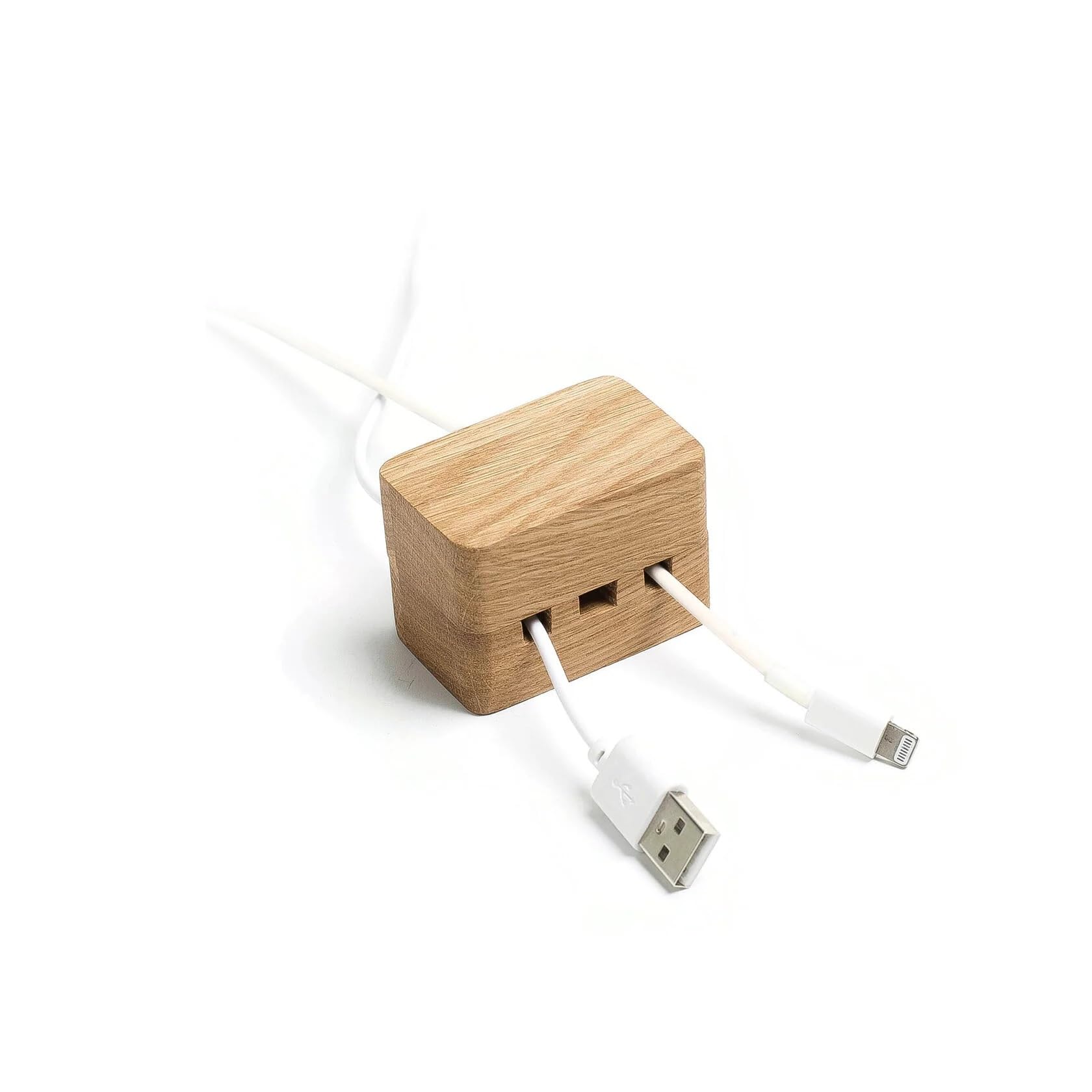 XSOURCE Wooden Cable Organiser – Magnetic Desktop Cord Holder for USB, Charging & Data Cables Eco-Friendly Wire Management Clip for Home & Office Workspace Accessory Charging Station Block-image-8