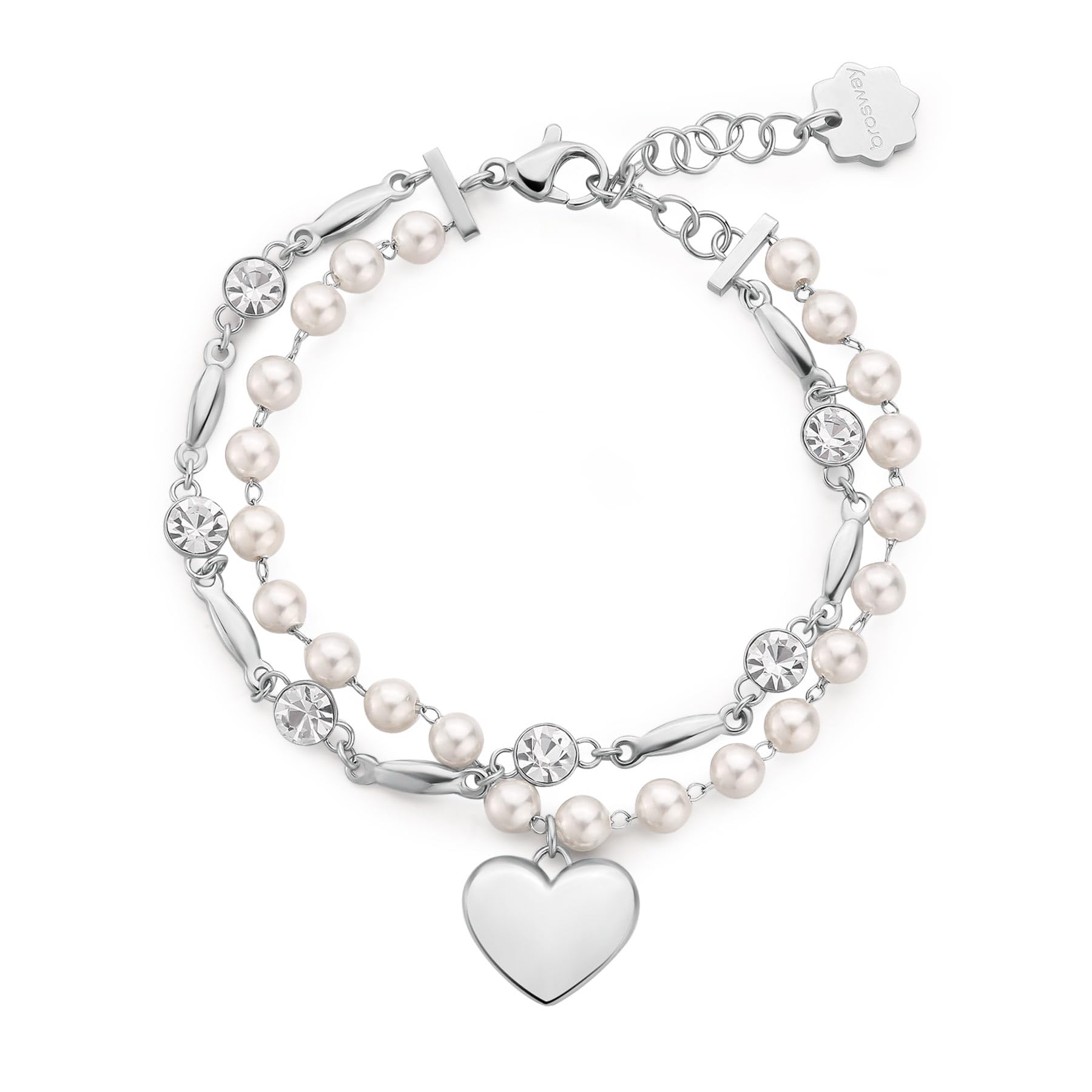 Brosway Bracciale Donna, Bracciale Rigido in Acciaio e Cristalli con Simbolo Cuore | Collezione Chakra - BHKB213