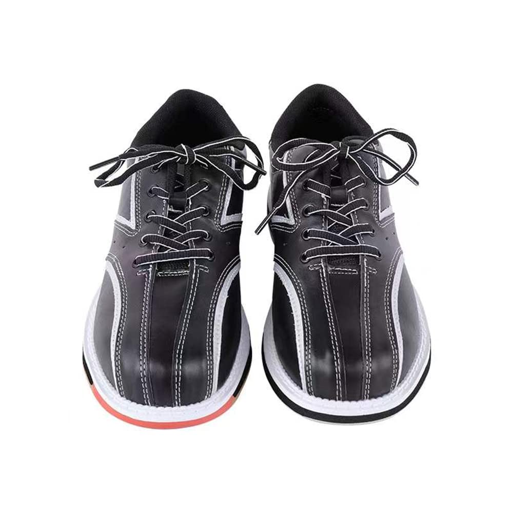 Mens Professional Bowling Shoes Only for Left Hand Microfiber Comfortable Athletic Sneakers Casual Breathable Non-Slip Gliding Indoor Lace Up Shoes, Black, 9.5