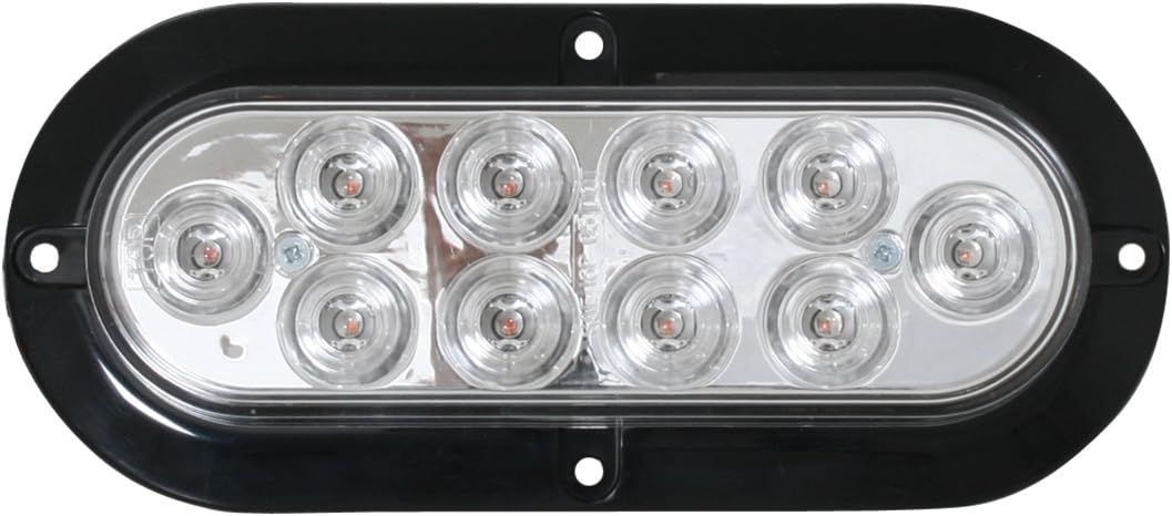 Grand General 76871 LED Light (Mega 10 Plus Oval Amber/Clear with Black Flange and 3 Wires), 1 Pack