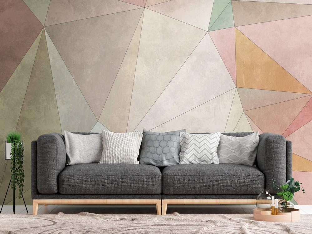 Livingwalls Papel pintado fotográfico moderno multicolor beige 382861 geométrico, para salón o dormitorio, 3,71 x 2,80 m, fabricado en Alemania