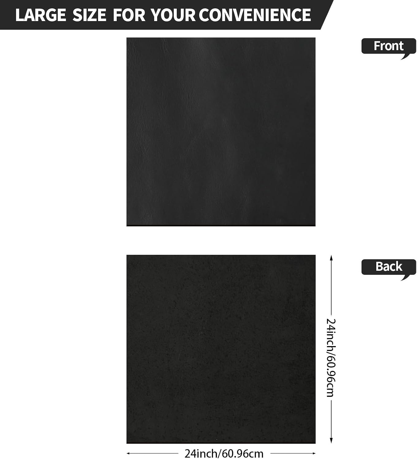 RingSun 24''X24'' Black Leather Sheets for Crafts (2mm), Full Grain Leather Tooling Leather