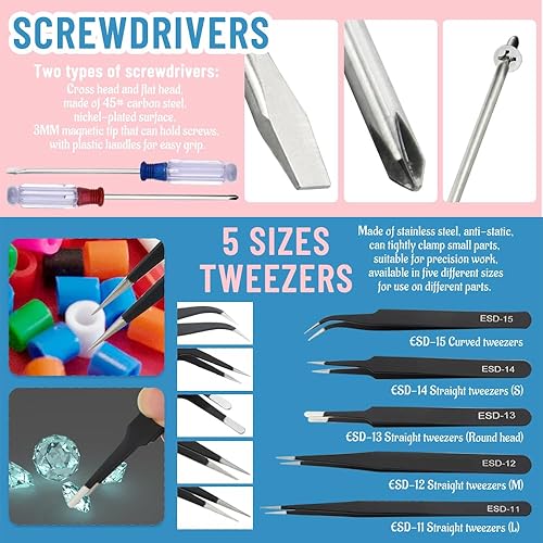 Miniatura 6 de Bigstone Kit de 85 herramientas de modelo, herramientas de construcción de pasatiempos, juego de manualidades, herramientas básicas para