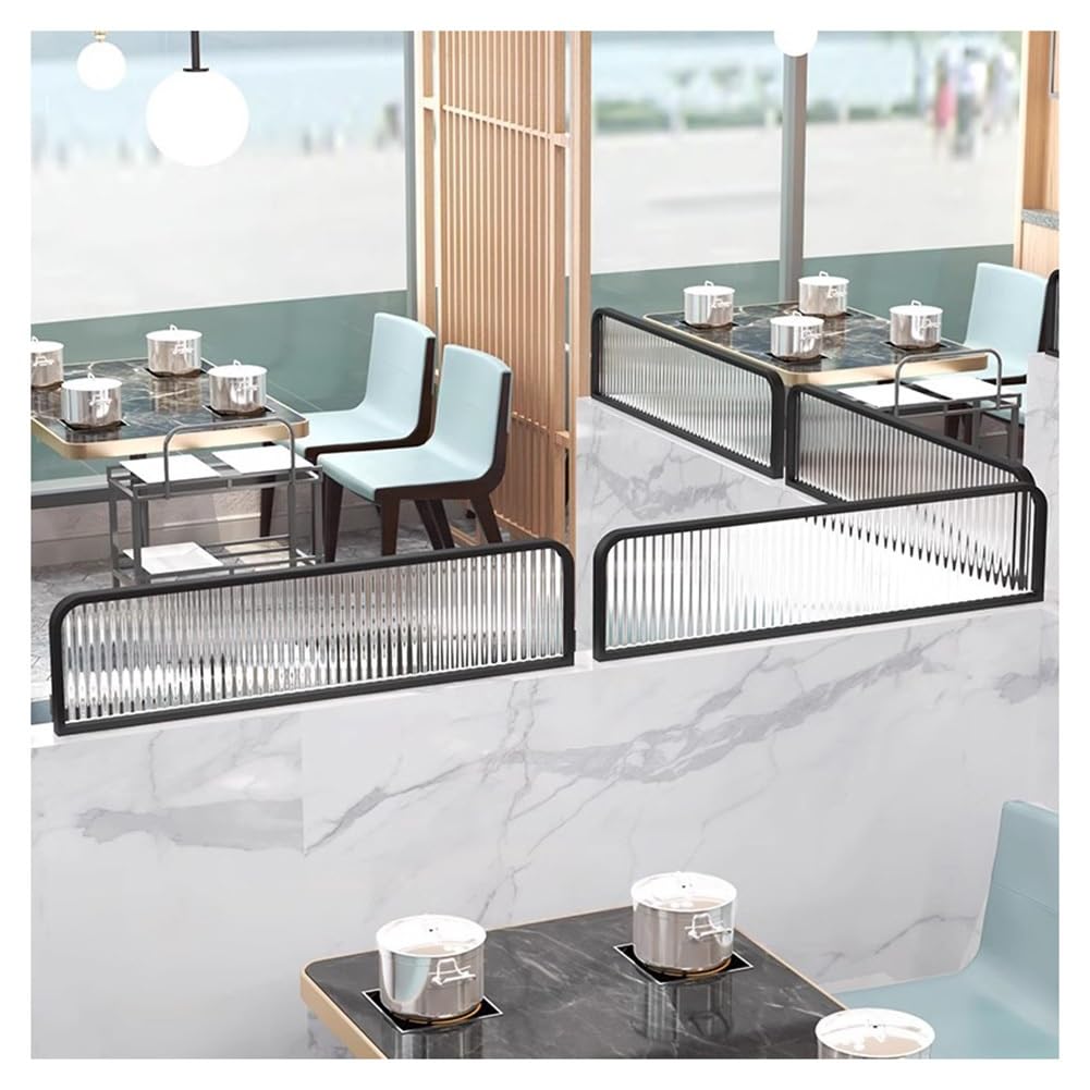 Genérico Mamparas divisorias de Vidrio a Rayas Decorativas: mamparas Bajas para mesas, Elegantes Paneles de privacidad para restaurantes, comedores, oficinas y hoteles.