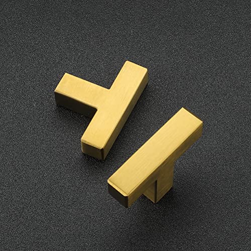 Image of Ravinte Gold Cabinet Handles Square Cabinet Pulls, Single Hole, 20 Pack | Stainless Steel Hardware Pulls, Smooth Bar Grip, Kitchen Cabinet Update, For Cabinets, Cupboards, Drawers, Furniture Projects