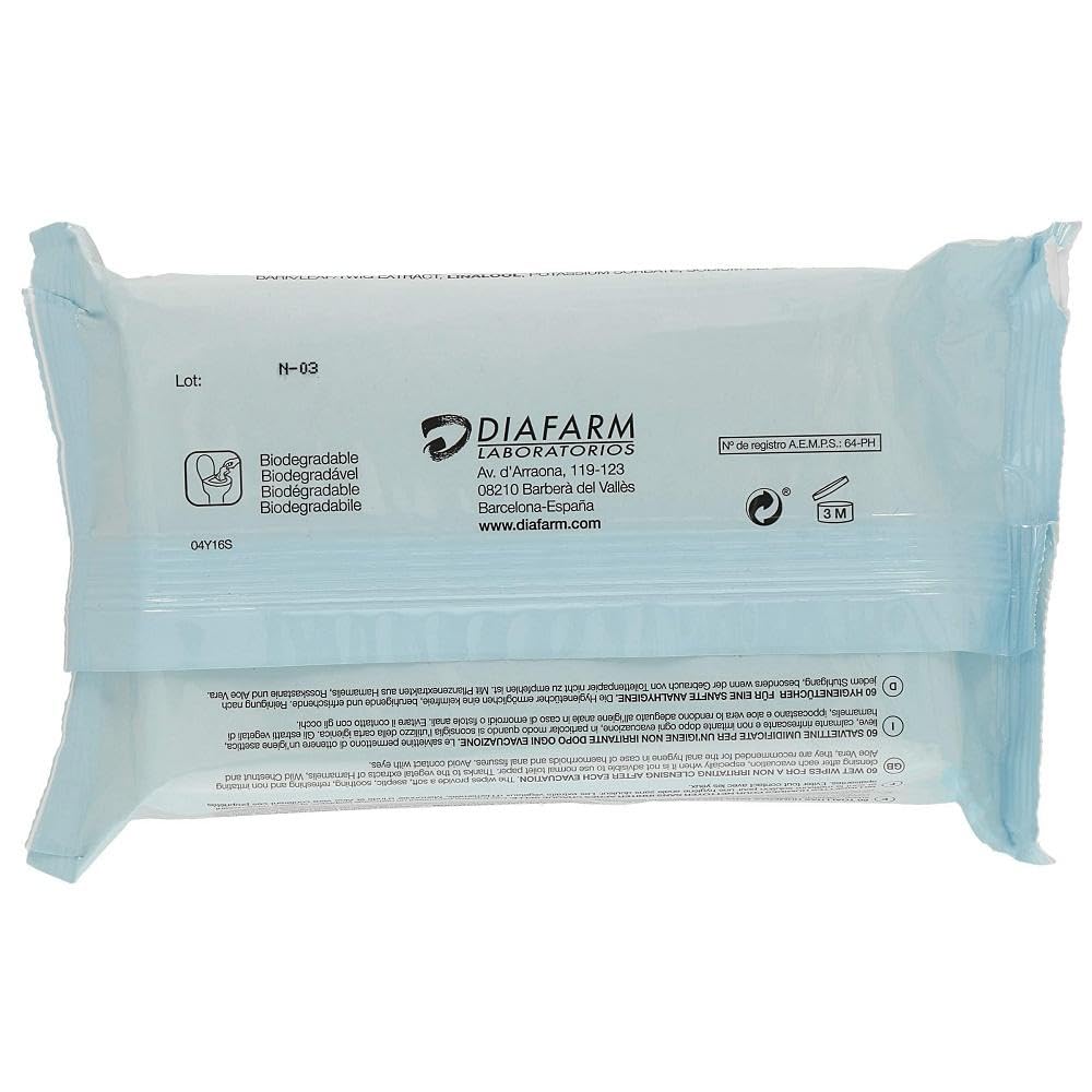 HEMOFARM PLUS — Individuelle dermatologische Feuchttücher, beruhigend und erfrischend, gegen Hämorrhoiden, 60 Einheiten, Packung kann variieren (Packung mit 2)
