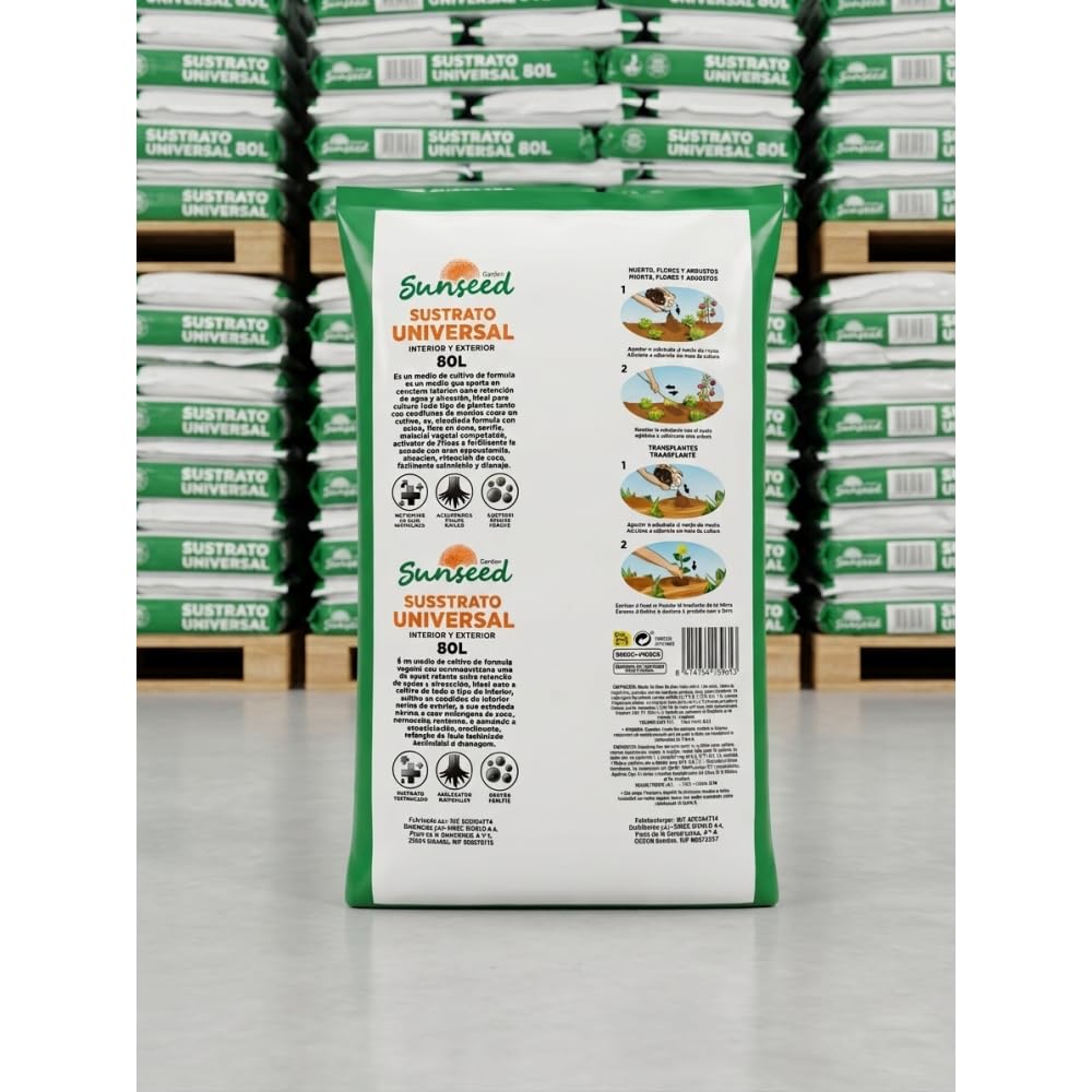 Sustrato Universal para Plantas de Interior y Exterior - Sunseed | 80 litros
