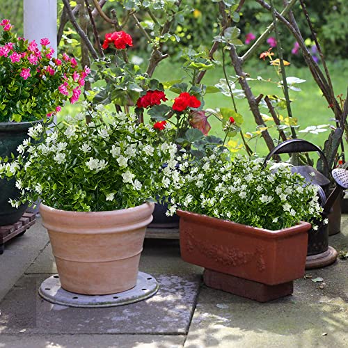 Haplia 8 Bundles Artificial Flowers, Fake Artificial Greenery Uv Resistant No Fade Faux Plastic Plants For Wedding Bridle Bouquet Indoor Outdoor Home Garden Kitchen Office Table Vase(Offwhite) #TOP2