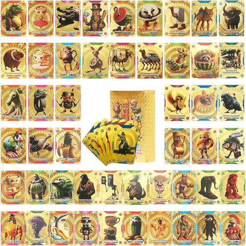 56 PCS Gold Italian Brainrot Cards - Gold Foil Meme Trading Cards Collection - Viral Steal a Brainrot Card Pack for Collectors & Fans - Unique Birthday Gifts & Social Media Prop